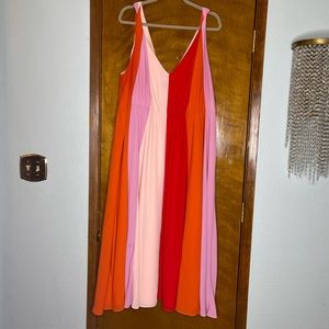 ELOQUII pink & red striped parachute dress plus 22